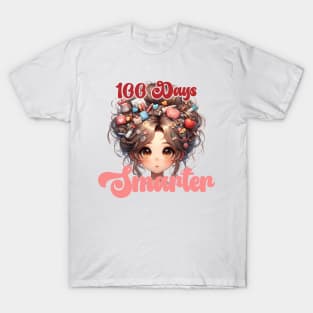 100 Days Smarter Girls Messy Bun Hair nurse Of School T-Shirt